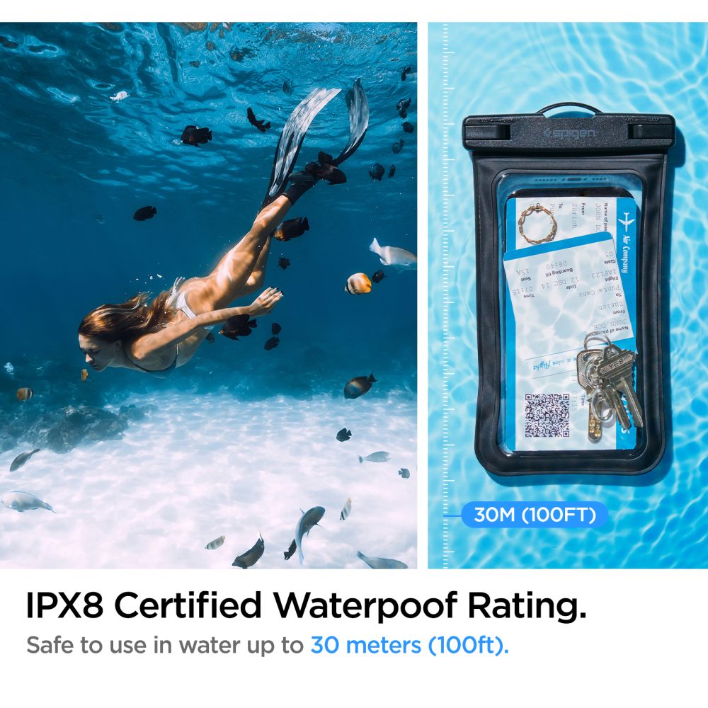 Husa Universala Waterproof pentru Telefon max. 3.5inch - 7inch, Spigen, A601, Set 2 bucati, Neagra AMP04523