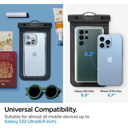 Husa Universala Waterproof pentru Telefon max. 3.5inch - 7inch, Spigen, A601, Set 2 bucati, Neagra AMP04523