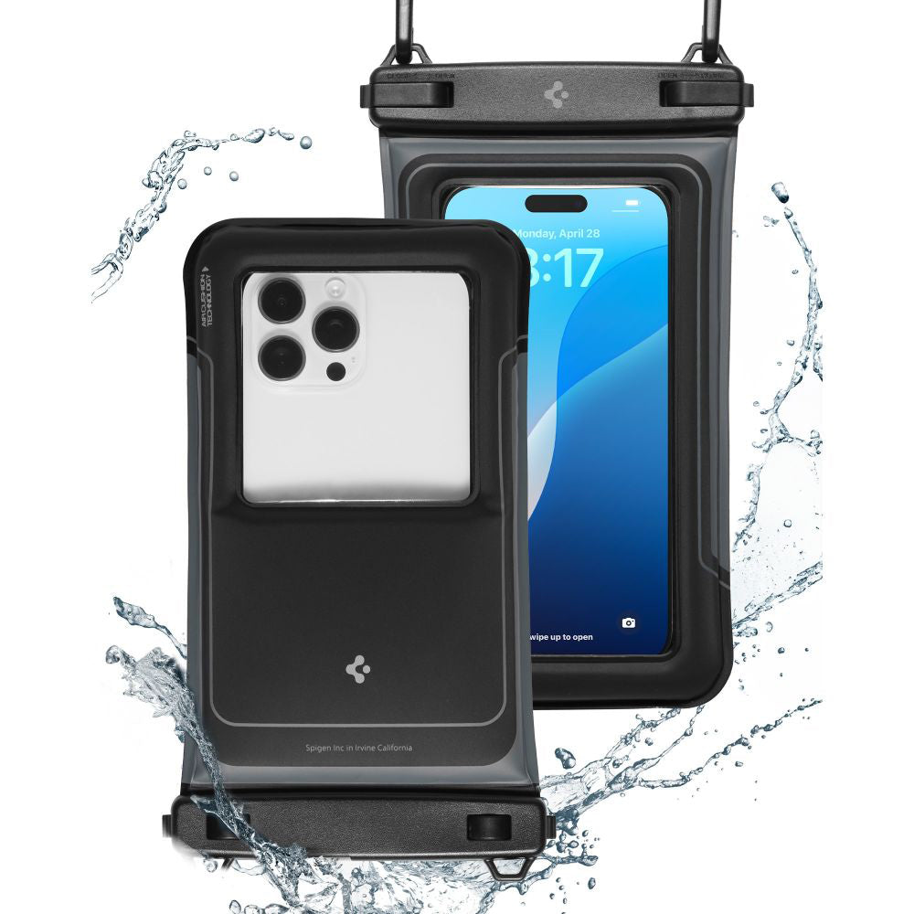 Husa Universala Waterproof pentru Telefon max. 6.9inch, Spigen, A611P, Set 2 bucati, Neagra Mata ACS09348