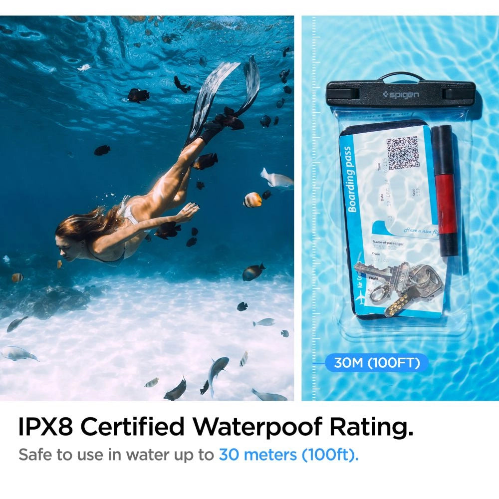 Husa Universala Waterproof pentru Telefon, Spigen, A601, Transparenta  AMP04526