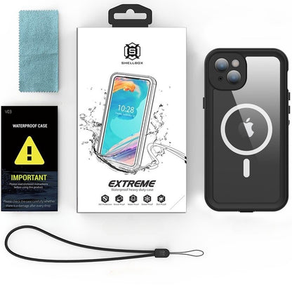 Husa Waterproof MagSafe pentru Apple iPhone 15 Plus, ShellBox, Neagra