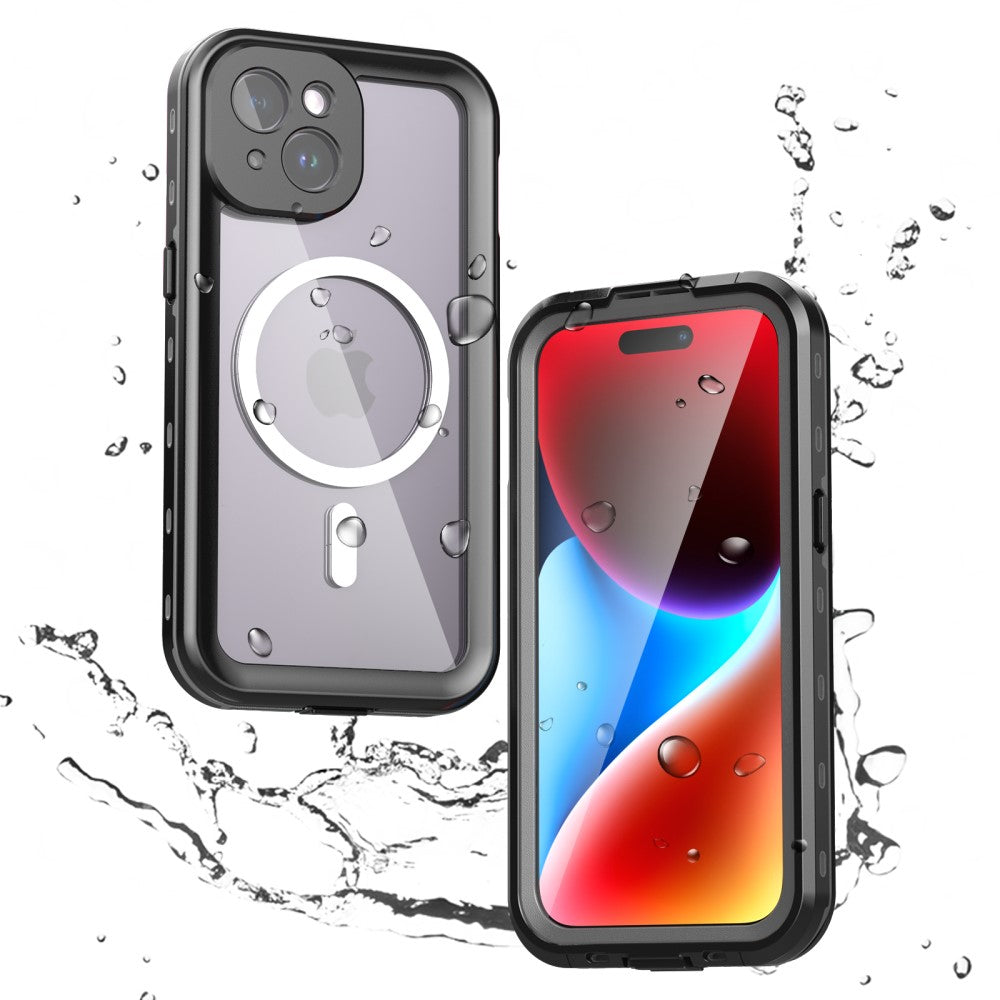 Husa Waterproof MagSafe pentru Apple iPhone 15, ShellBox, Neagra