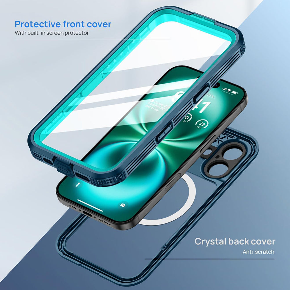 Husa Waterproof pentru Apple iPhone 16, ShellBox, Carbon, Neagra