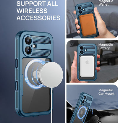 Husa Waterproof pentru Apple iPhone 16, ShellBox, Carbon, Neagra