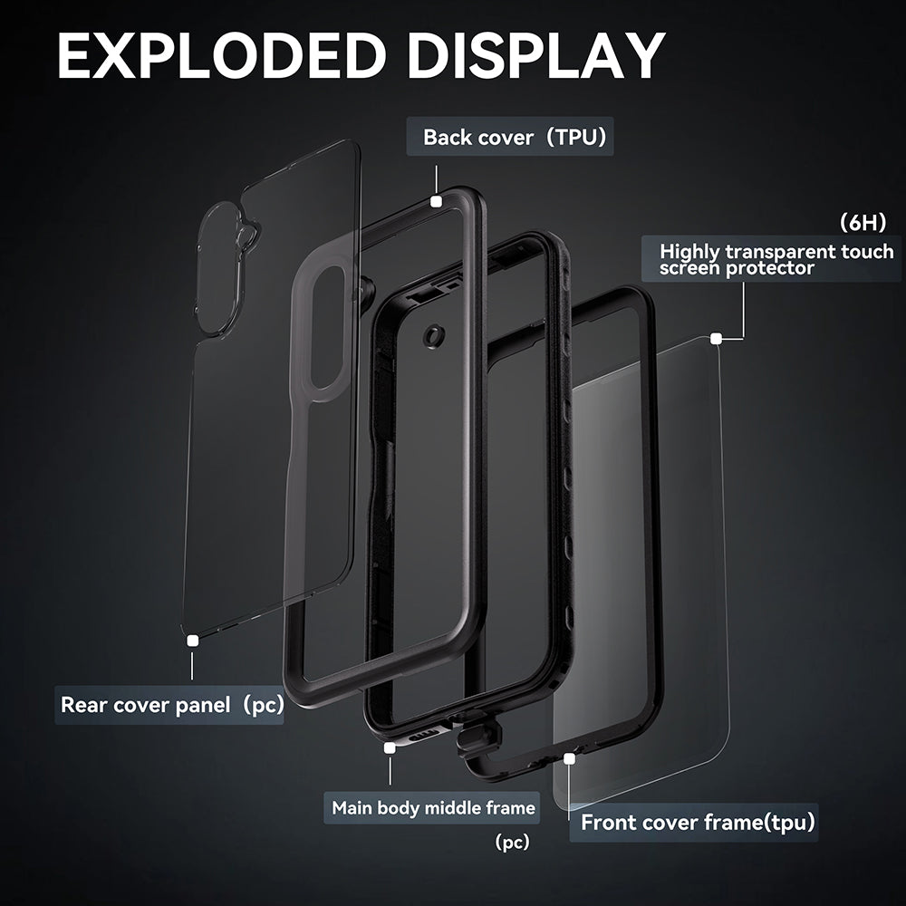 Husa Waterproof pentru Samsung Galaxy A16 5G A166 / A16 4G A165, ShellBox, Neagra