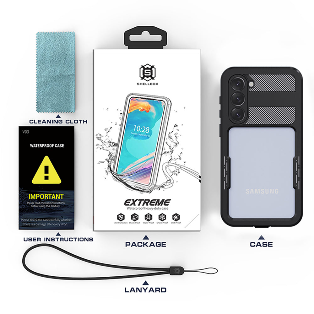 Husa Waterproof pentru Samsung Galaxy S23+ S916, ShellBox, Neagra