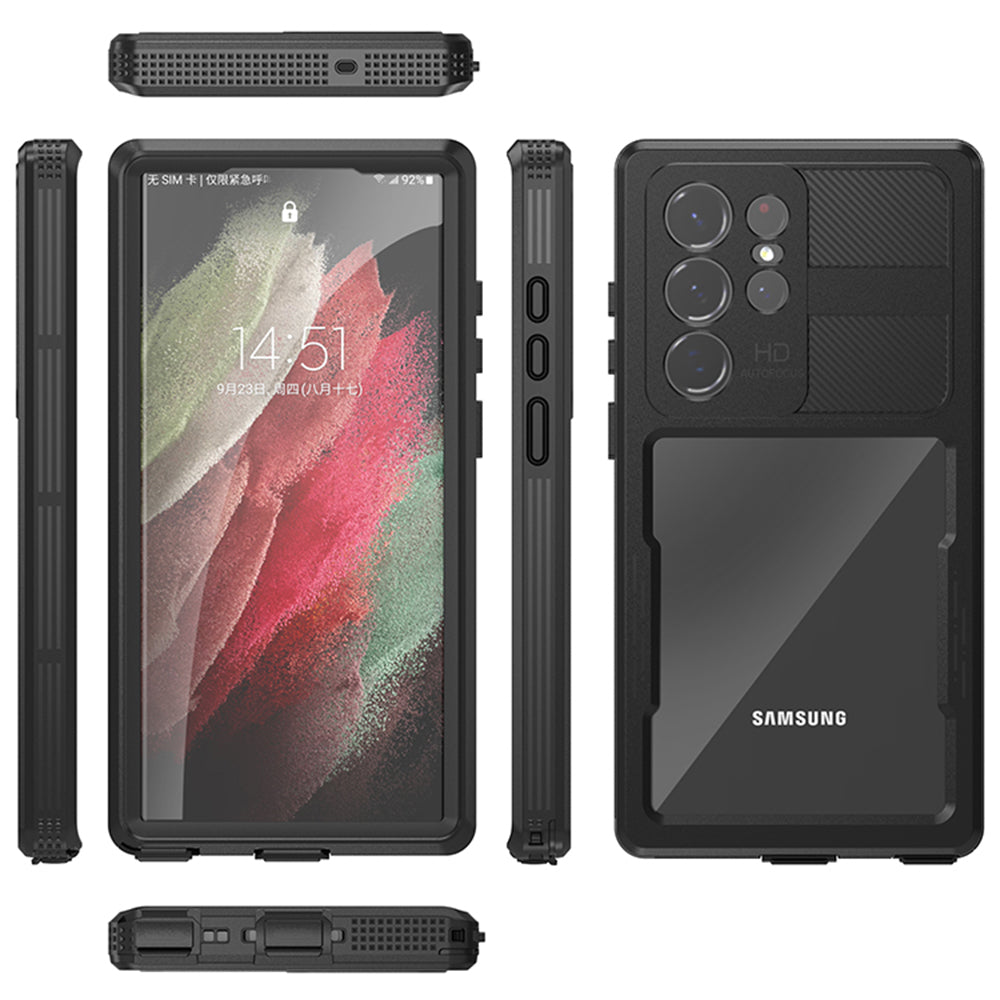 Husa Waterproof pentru Samsung Galaxy S23 Ultra S918, ShellBox, Neagra