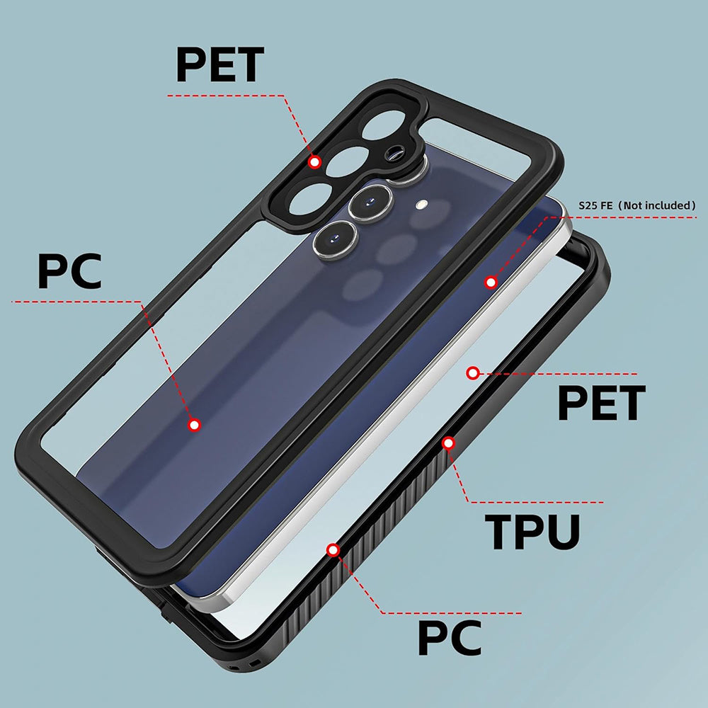 Husa Waterproof pentru Samsung Galaxy S25 FE, ShellBox, Neagra