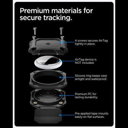 Husa Waterproof Spigen Tough Armor pentru Apple AirTag, Neagra ACS09781