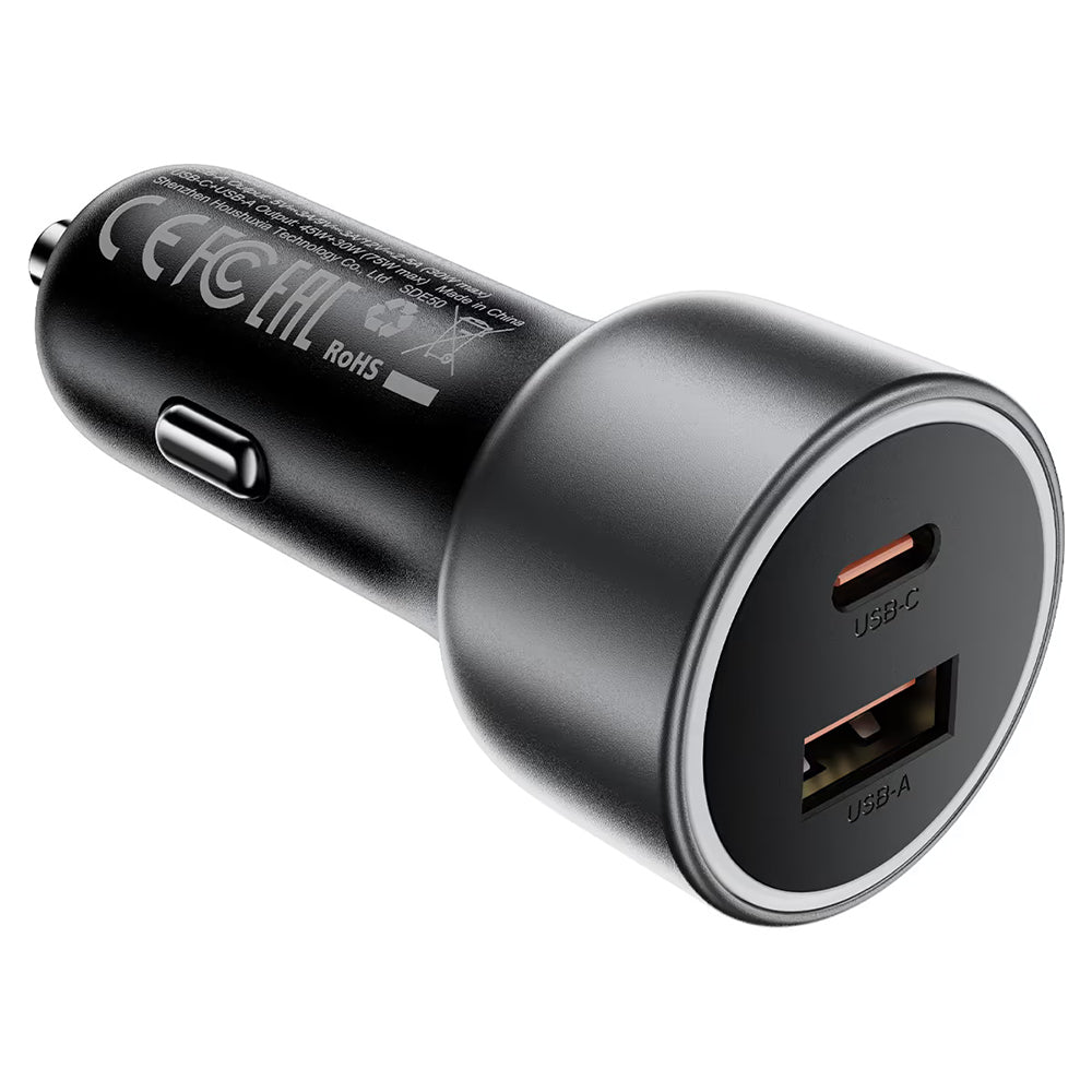 Incarcator Auto Acefast B21, 75W, 3A, 1 x USB-A - 1 x USB-C, Gri