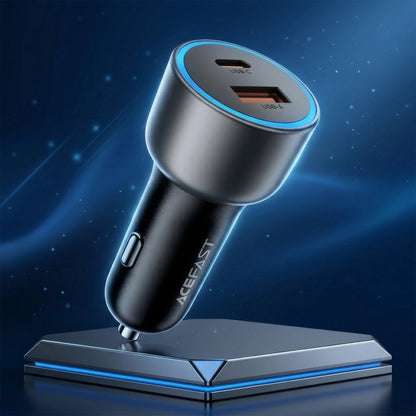 Incarcator Auto Acefast B21, 75W, 3A, 1 x USB-A - 1 x USB-C, Gri
