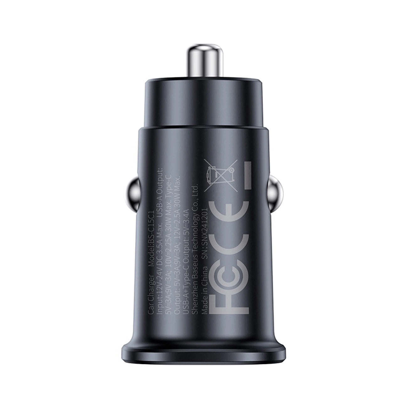 Incarcator Auto Baseus GoTrip, 30W, 3A, 1 x USB-A - 1 x USB-C, Negru