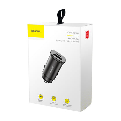 Incarcator Auto Baseus Square PPS, 30W, 5A, 1 x USB-A - 1 x USB-C, Negru CCALL-AS01