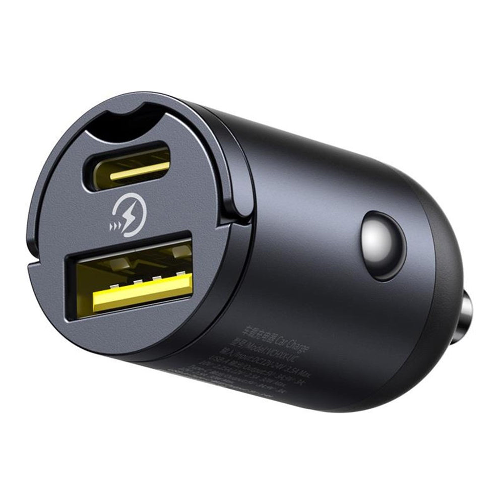 Incarcator Auto Baseus Tiny Star, 30W, 3A, 1 x USB-A - 1 x USB-C, Negru C00035001121-02
