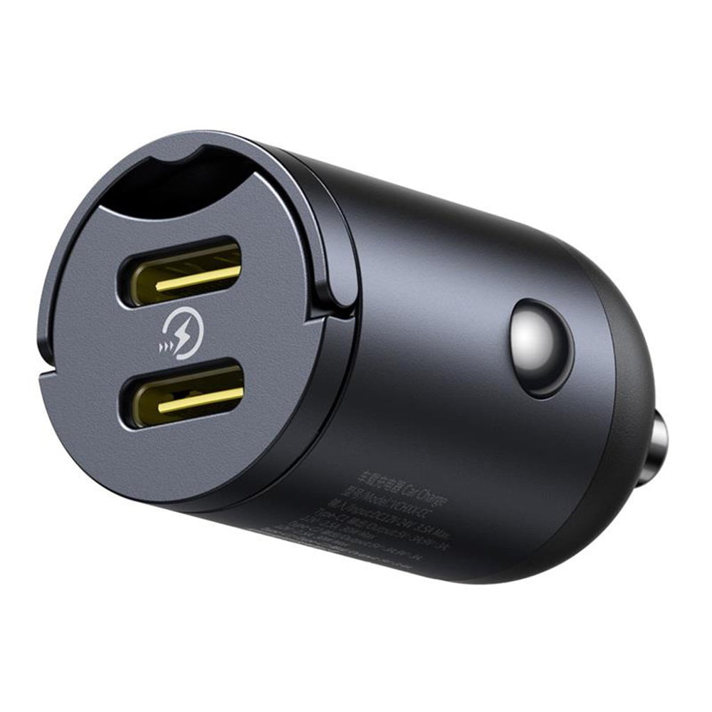 Incarcator Auto Baseus Tiny Star, 30W, 3A, 2 x USB-C, Negru C00035001121-03