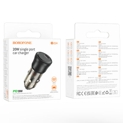 Incarcator Auto Borofone BZ24 Clever, 20W, 3A, 1 x USB-C, Negru