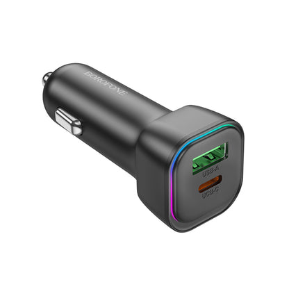 Incarcator Auto Borofone BZ28A Trophie, 30W, 3A, 1 x USB-A - 1 x USB-C, Negru