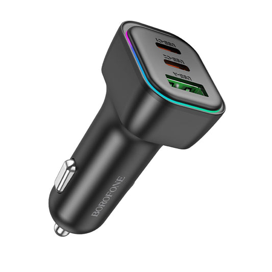 Incarcator Auto Borofone BZ28C Trophie, 60W, 3A, 1 x USB-A, 2 x USB-C, Negru