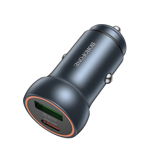 Incarcator Auto Borofone BZ32A Fresh, 30W, 3A, 1 x USB-A - 1 x USB-C, Gri