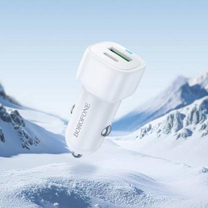 Incarcator Auto Borofone BZ34B Cloud, 20W, 3A, 1 x USB-A - 1 x USB-C, Alb
