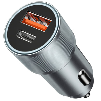 Incarcator Auto BWOO BO-CC73, 38W, 3A, 1 x USB-A - 1 x USB-C, Argintiu