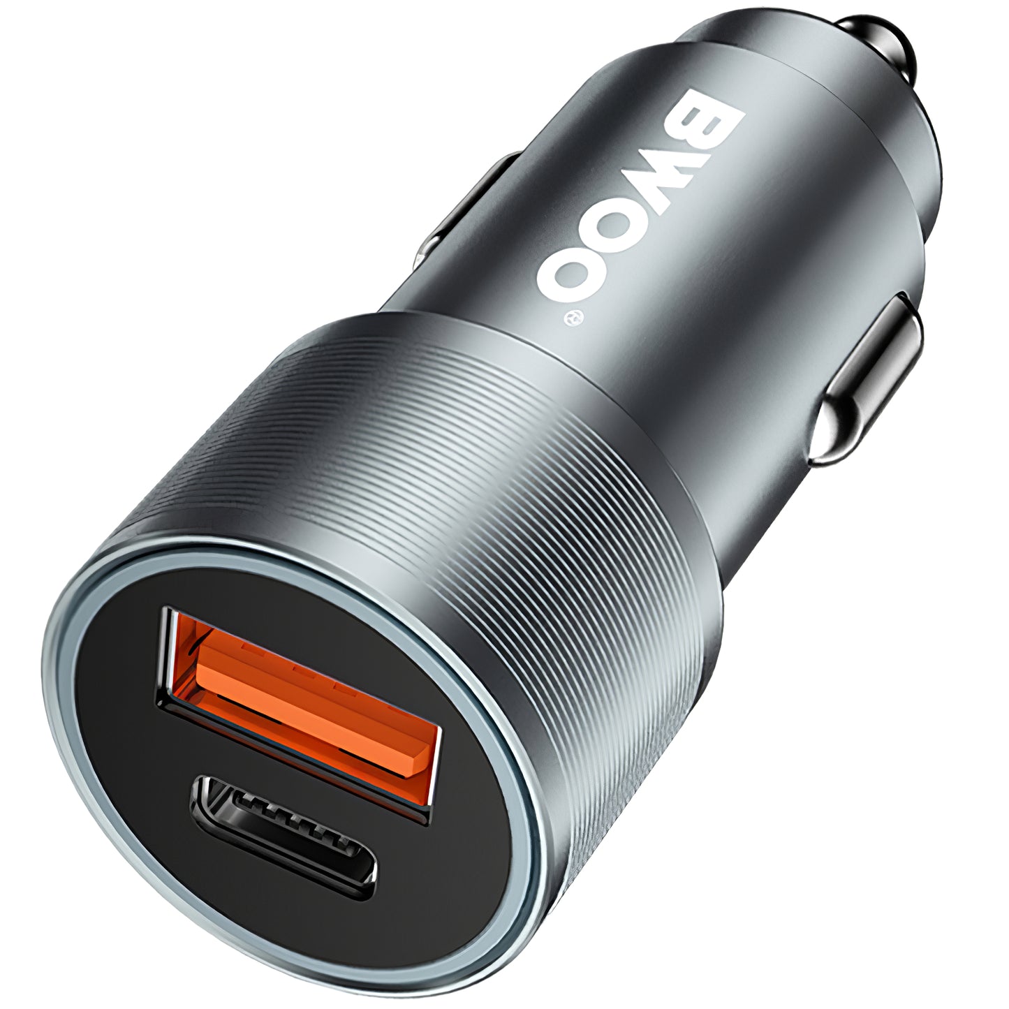 Incarcator Auto BWOO BO-CC73, 38W, 3A, 1 x USB-A - 1 x USB-C, Argintiu