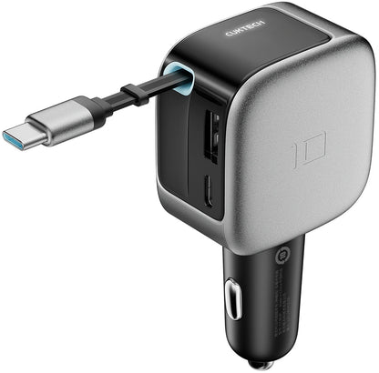 Incarcator Auto Cu Cablu USB-C Cuktech CC903P Display, 100W, 5A, 1 x USB-A - 1 x USB-C, Gri