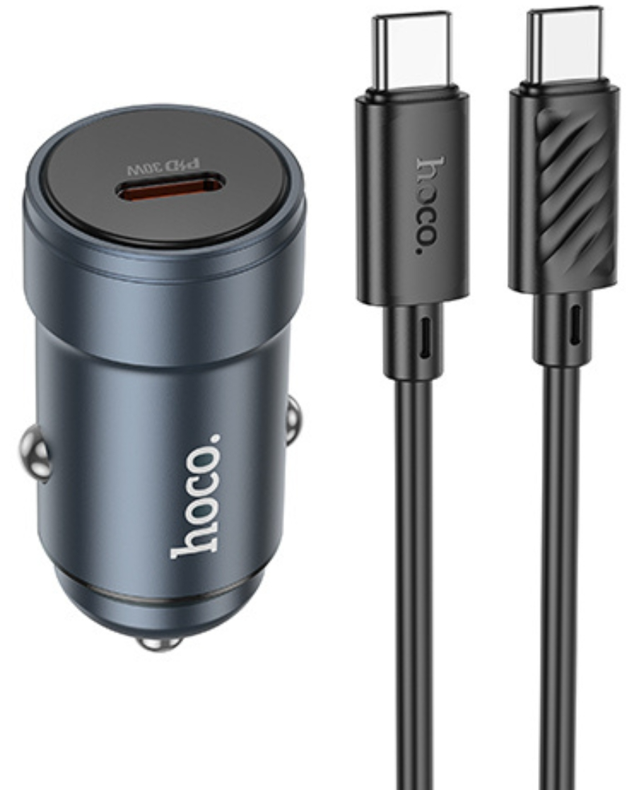 Incarcator Auto Cu Cablu USB-C HOCO Z57, 30W, 3A, 1 x USB-C, Gri
