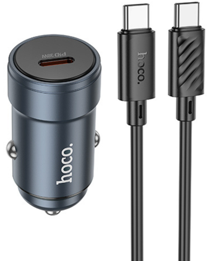 Incarcator Auto Cu Cablu USB-C HOCO Z57, 30W, 3A, 1 x USB-C, Gri