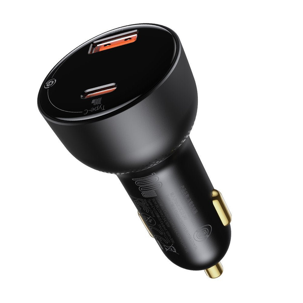Incarcator Auto Cu Cablu USB-C Baseus Superme, 100W, 5A, 1 x USB-A - 1 x USB-C, Negru TZCCZX-01