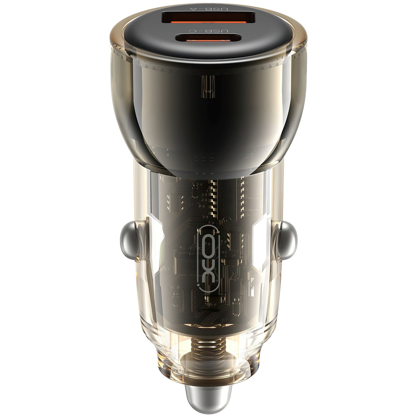 Incarcator Auto Cu Cablu USB-C XO Design CC60, 60W, 3A, 1 x USB-A - 1 x USB-C, Negru