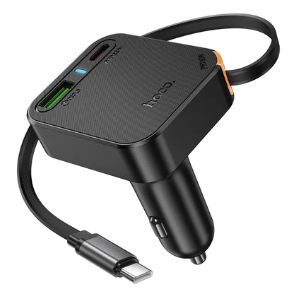 Incarcator Auto Cu Cablu USB-C HOCO NZ18, 65W, 3A, 1 x USB-A - 1 x USB-C, Negru
