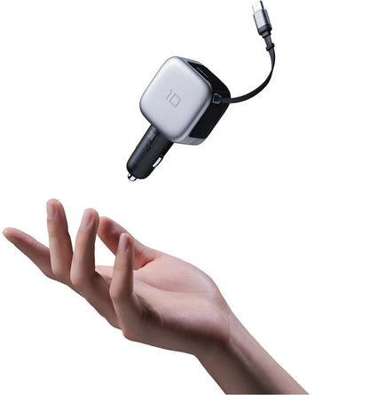 Incarcator Auto Cu Cablu USB-C Cuktech CC903P Display, 100W, 5A, 1 x USB-A - 1 x USB-C, Gri