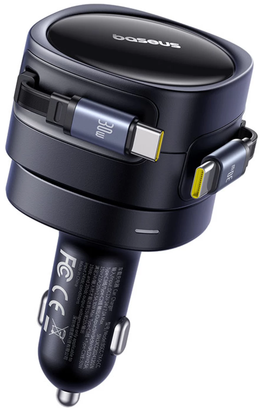Incarcator Auto Cu Cablu USB-C Baseus Enjoyment Max, 60W, Negru C00035507121-01
