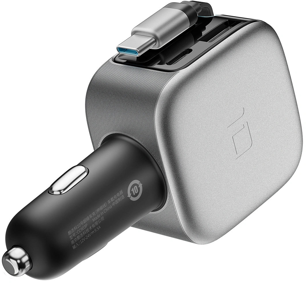 Incarcator Auto Cu Cablu USB-C Cuktech CC903P Display, 100W, 5A, 1 x USB-A - 1 x USB-C, Gri