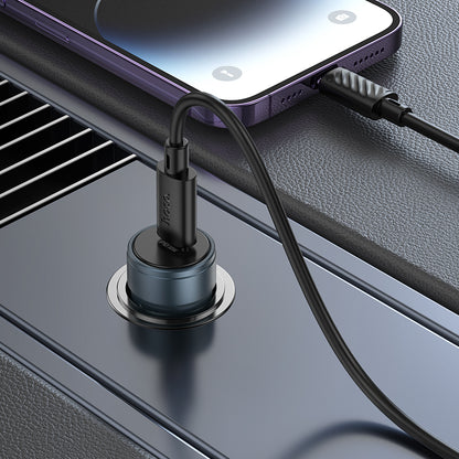 Incarcator Auto Cu Cablu Lightning HOCO Z57, 30W, 3A, 1 x USB-C, Gri