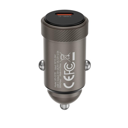 Incarcator Auto Cu Cablu USB-C XO Design CC70, 30W, 3A, 1 x USB-C, Negru