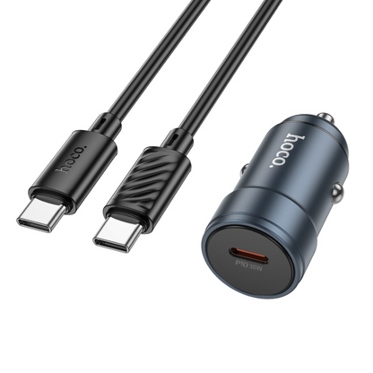 Incarcator Auto Cu Cablu USB-C HOCO Z57, 30W, 3A, 1 x USB-C, Gri