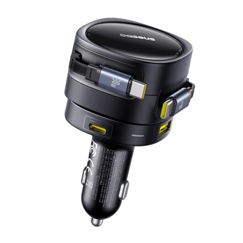 Incarcator Auto Cu Cablu USB-C Baseus Enjoyment Max, 90W, 1 x USB-A - 1 x USB-C, Negru C00035507121-03