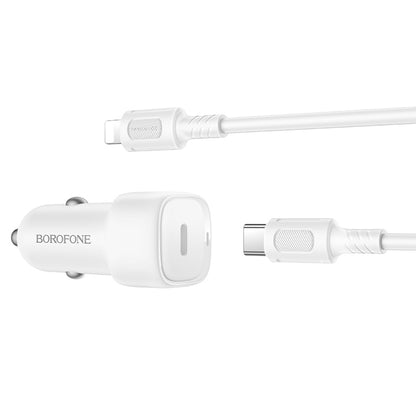 Incarcator Auto Cu Cablu Lightning Borofone BZ34B Cloud, 20W, 3A, 1 x USB-A - 1 x USB-C, Alb