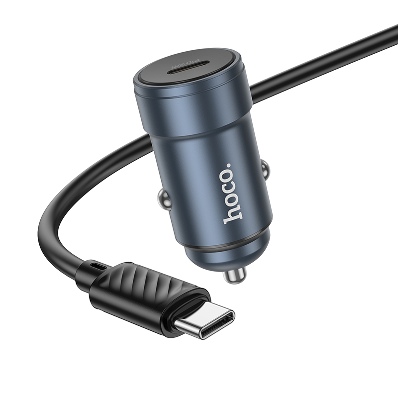 Incarcator Auto Cu Cablu USB-C HOCO Z57, 30W, 3A, 1 x USB-C, Gri