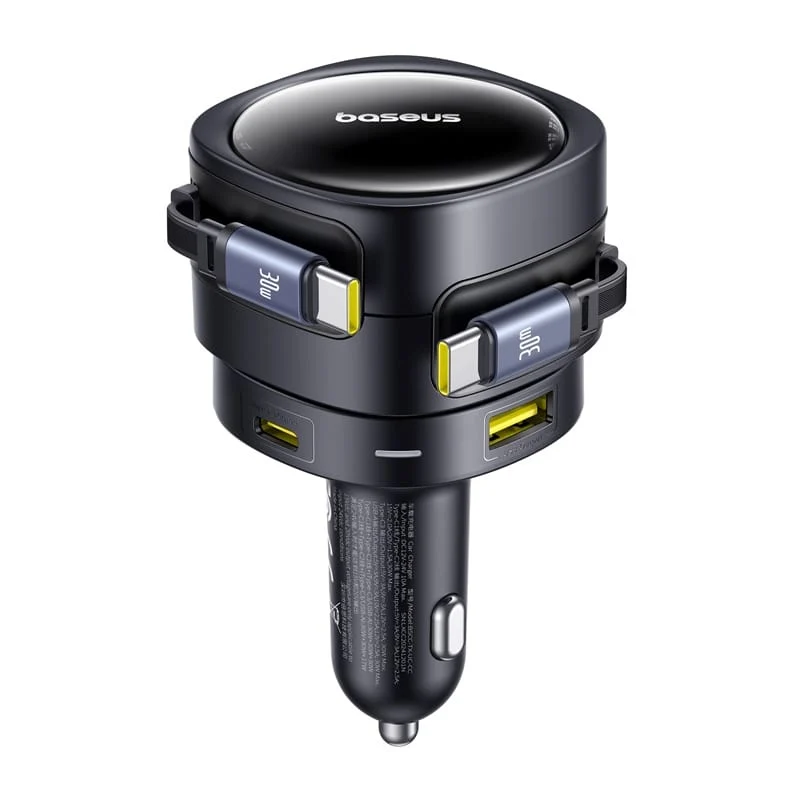 Incarcator Auto Cu Cablu USB-C Baseus Enjoyment Max, 90W, 1 x USB-A - 1 x USB-C, Negru C00035507121-03