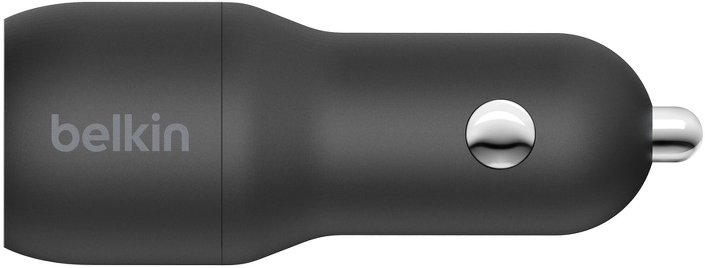 Incarcator Auto Cu Cablu Lightning Belkin BoostCharge Dual, 24W, 2.4A, 2 x USB-A, Negru CCD001bt1MBK