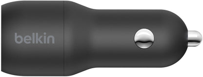 Incarcator Auto Cu Cablu Lightning Belkin BoostCharge Dual, 24W, 2.4A, 2 x USB-A, Negru CCD001bt1MBK