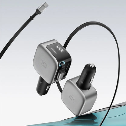 Incarcator Auto Cu Cablu USB-C Cuktech CC903P Display, 100W, 5A, 1 x USB-A - 1 x USB-C, Gri