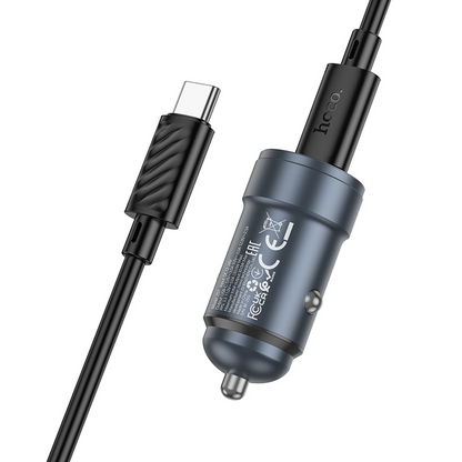 Incarcator Auto Cu Cablu USB-C HOCO Z57, 30W, 3A, 1 x USB-C, Gri