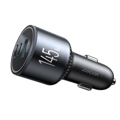 Incarcator Auto Cu Cablu USB-C Joyroom JR-CCN07, 145W, 5A, 1 x USB-A - 2 x USB-C, Gri