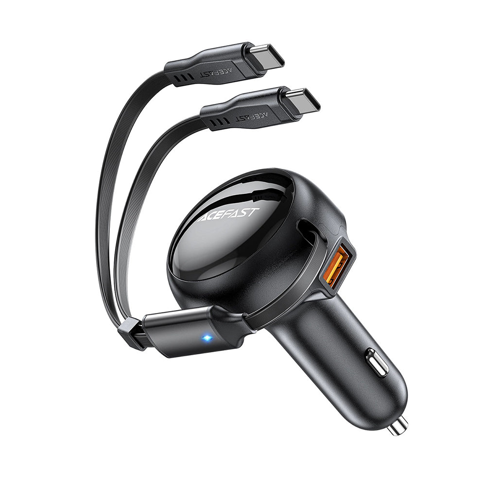 Incarcator Auto Cu Cablu USB-C Acefast B13, 53W, 3A, 1 x USB-A, Negru