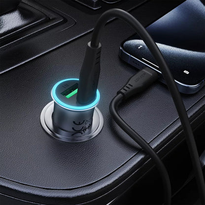 Incarcator Auto Cu Cablu USB-C Acefast B16, 95W, 3.25A, 1 x USB-A - 1 x USB-C, Gri