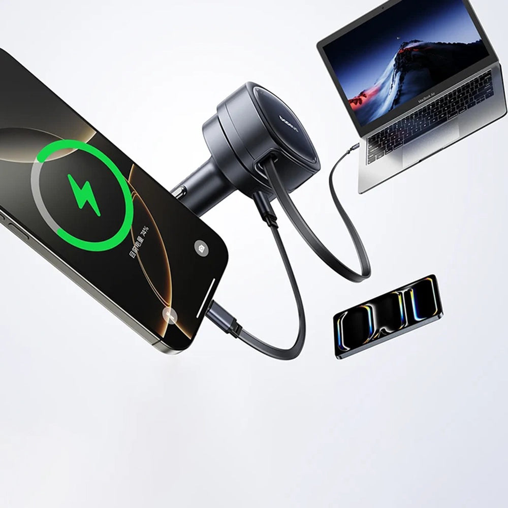 Incarcator Auto Cu Cablu USB-C Baseus PrimeTrip VR1, 60W, 3A, 1 x USB-A - 1 x USB-C, Negru C00069001121-00